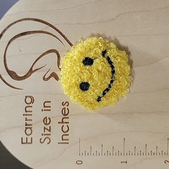 Fuzzy Smile Oversized Button Style Stud Earrings, unisex - Picture 3 of 4
